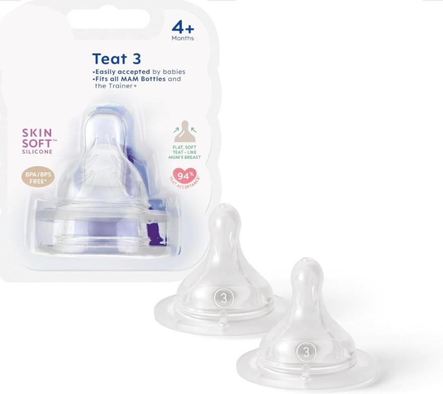 Acplaypen Teats Size 3, Suitable for 4+ Months, Acplaypen Fast Flow Teats with SkinSoft Silicone, Fits all Acplaypen Baby Bottles, Baby Feeding Essentials, Pack of 2