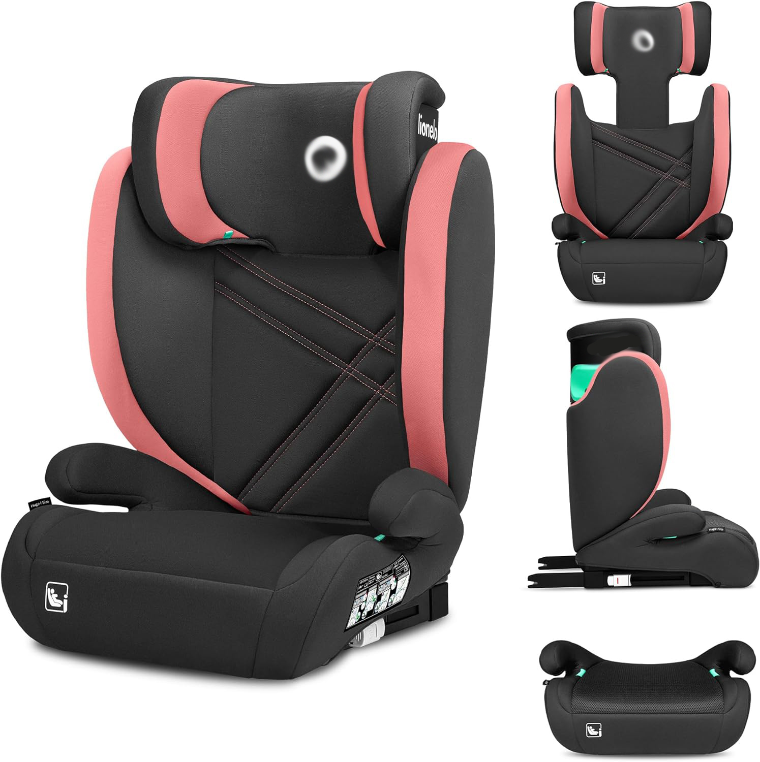 Acplaypen Hugo i-Size Child Car Seat with ISOFIX & Belt Mount for Kids Group 2-3(100-150cm) Latest R129 Standard, 8 Level Headrest, Memory Foam, Armrests, Advanced Side Protection, Washable upholstry