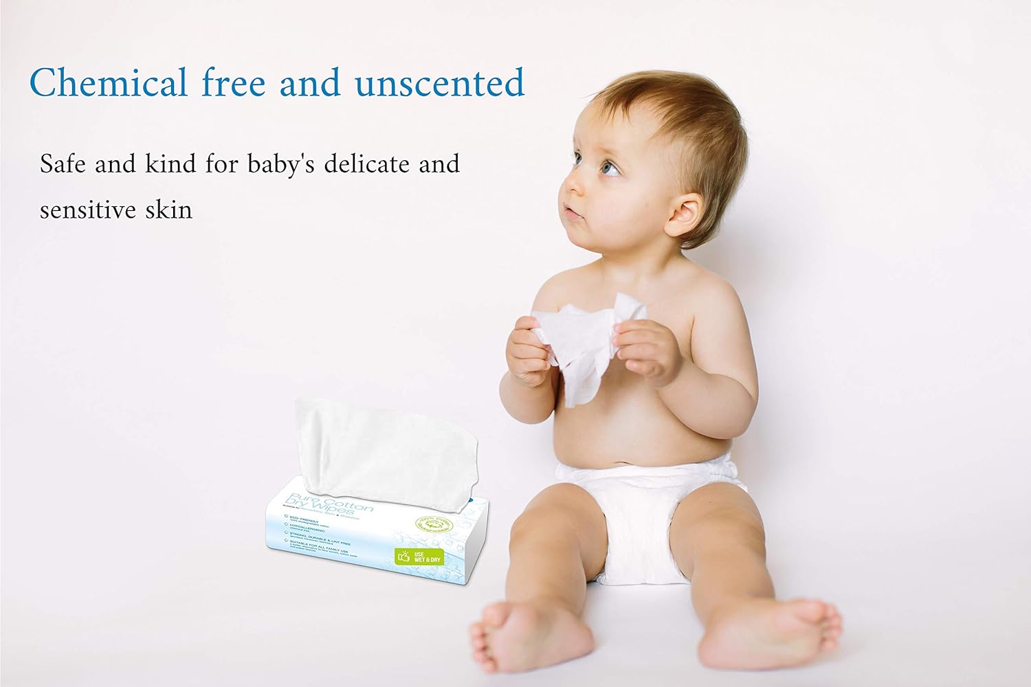 Acplaypen Pure Cotton Dry Wipes, 600 Wipes, Biodegradable, Chemical-Free and Plastic-Free Wipes, Perfect for Newborn Sensitive Skin 