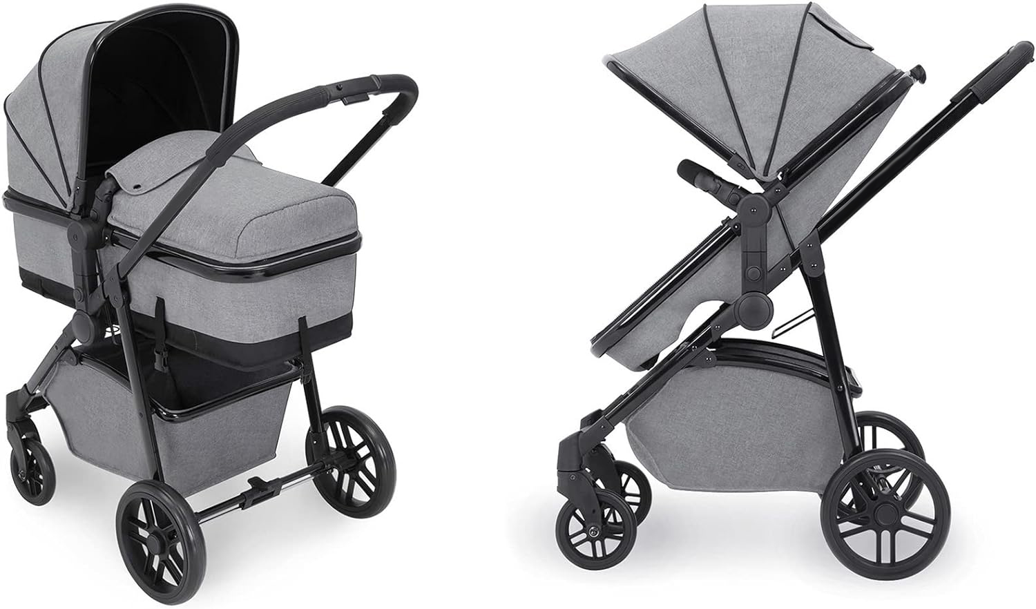 Acplaypen Stroller and Carrycot | Includes Rear and Forward-Facing Pushchair Interchangeable Hood, Foot Warmer | Moon 2-in-1, Space Grey